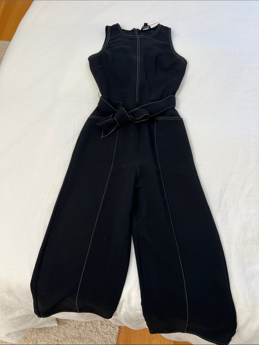 Anthropologie Sleeveless Black Wide-Leg Jumpsuit with Belt